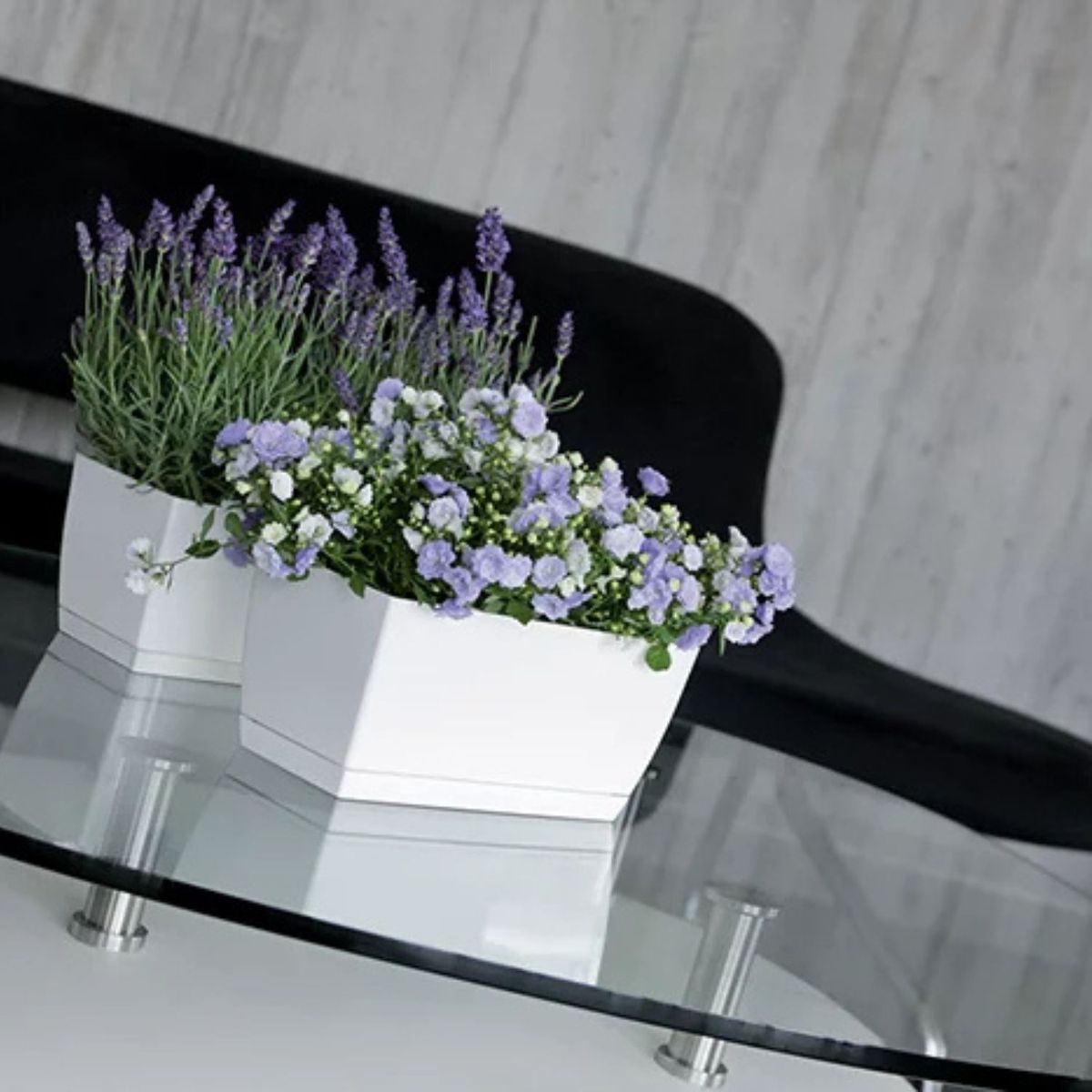STERN - Jardinera rectangular New Coubi 39 cm x 19 cm blanco