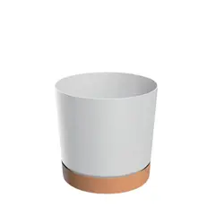 STERN - Macetero redondo Tubo PM 30 cm blanco/madera