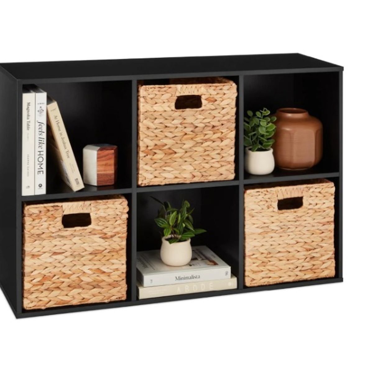 HABITA2 CHILE - Organizador Curry con canastos de mimbre sintético -Negro