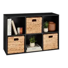 HABITA2 CHILE - Organizador Curry con canastos de mimbre sintético -Negro