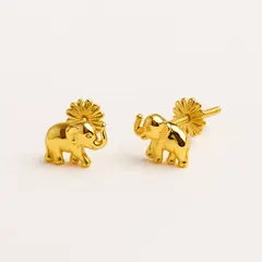 JIREH JOYAS - Aros Elefante Oro 18K 6mm Atornillados 0.90gr Niña juvenil Hipoalergénicos