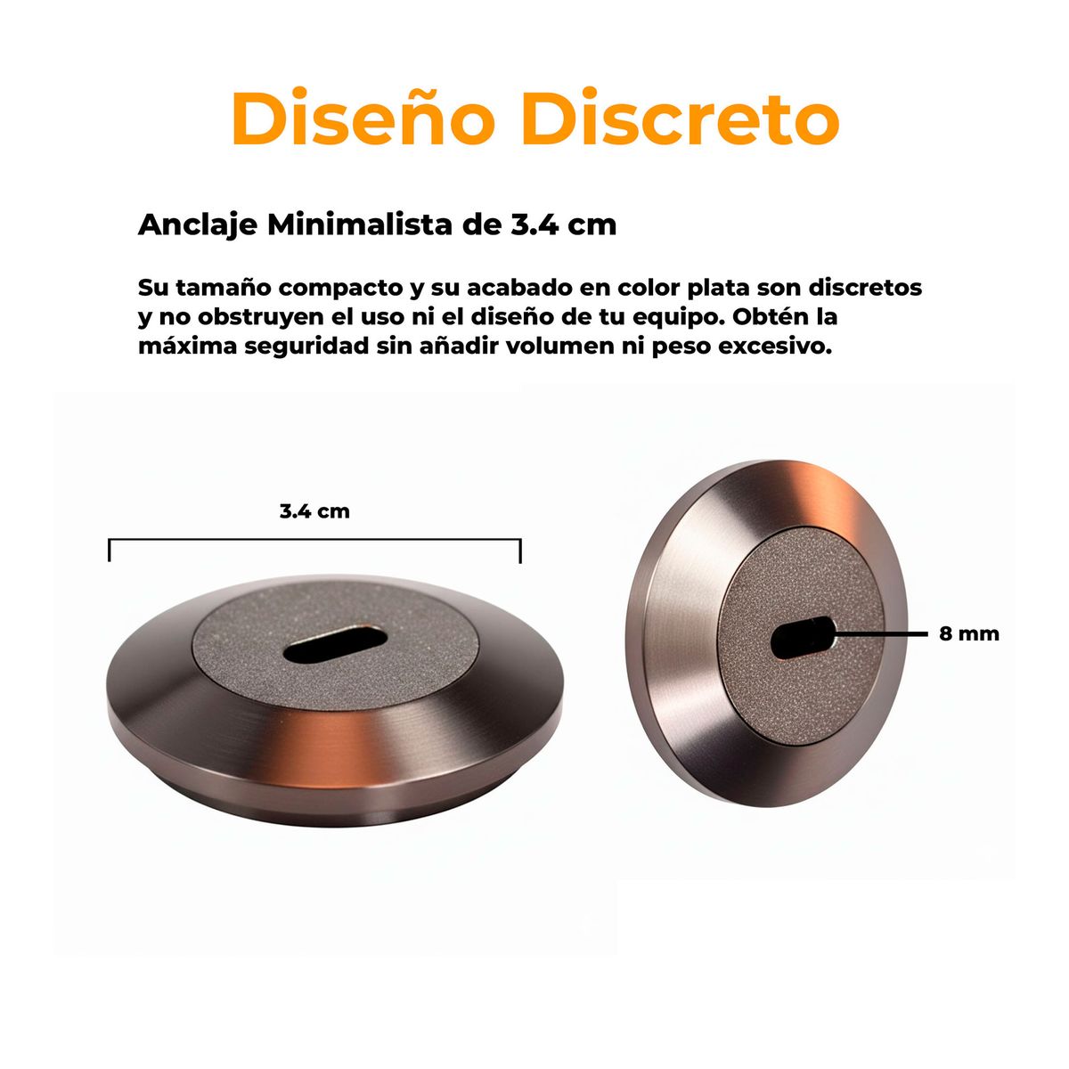 EMETRES - Candado Seguridad Notebook Placa Adherente Impresora Bloqueo Plateado