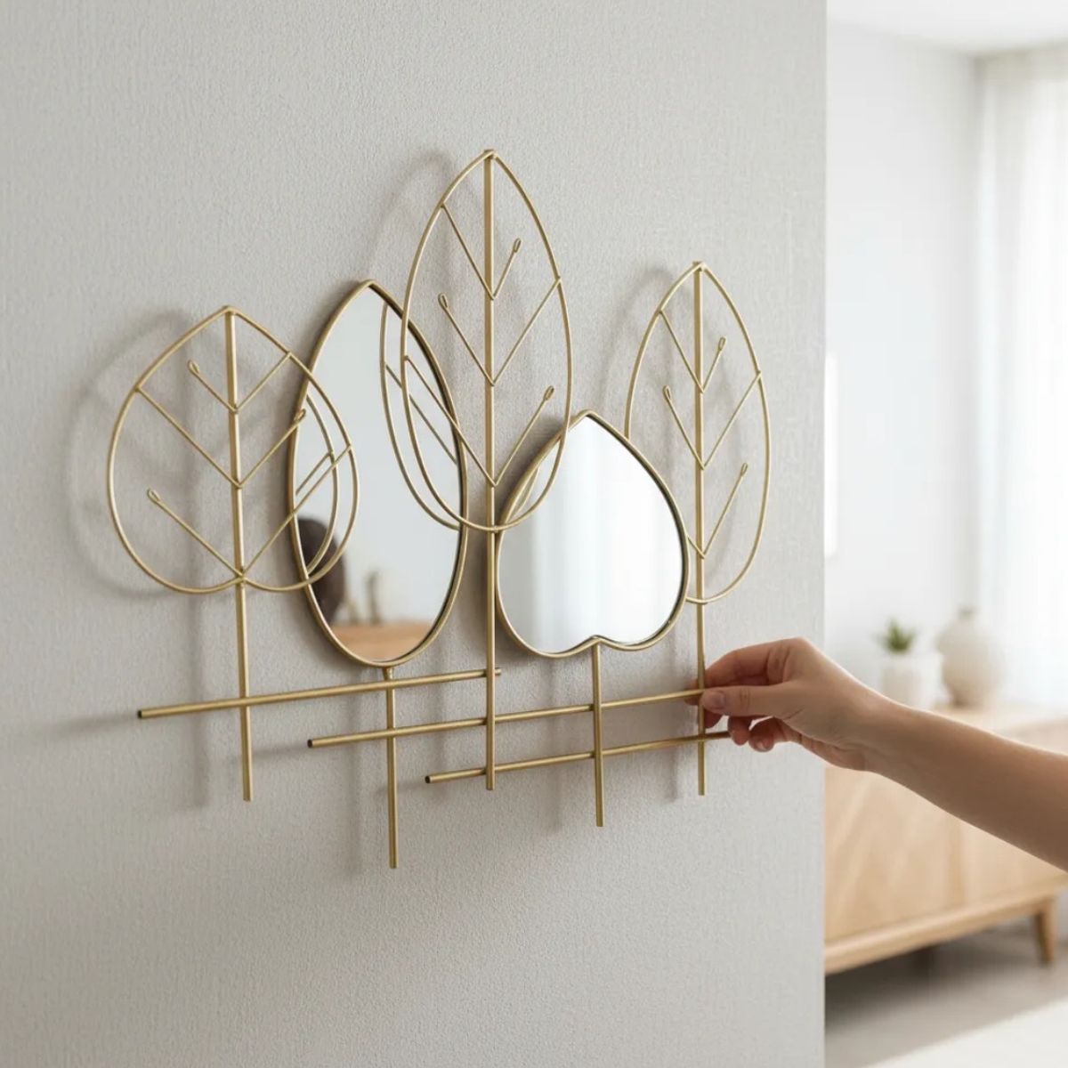 GENERICO - Fondo De Espejo Decorativo Diseño Hojas Y Corazón 58cm