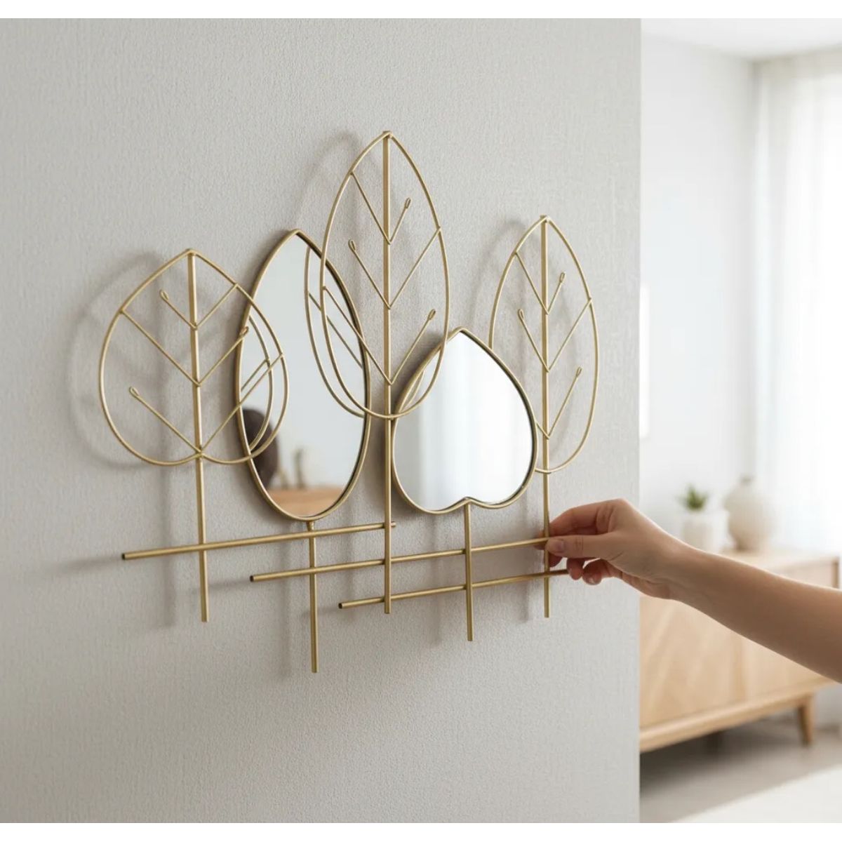 GENERICO - Fondo De Espejo Decorativo Diseño Hojas Y Corazón 58cm