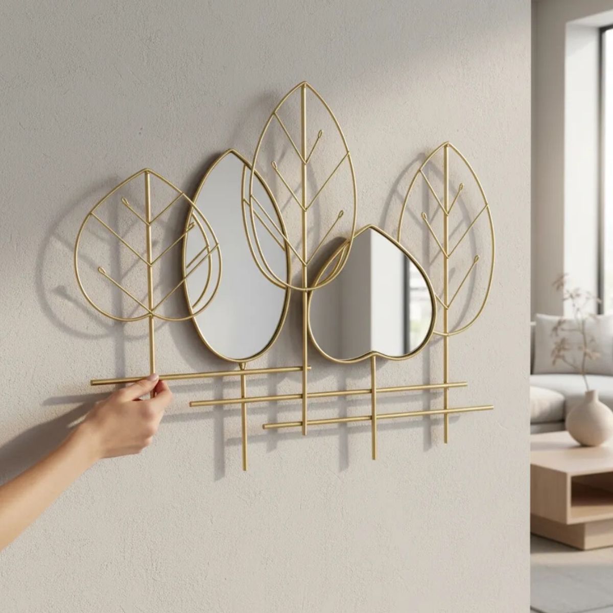 GENERICO - Fondo De Espejo Decorativo Diseño Hojas Y Corazón 58cm