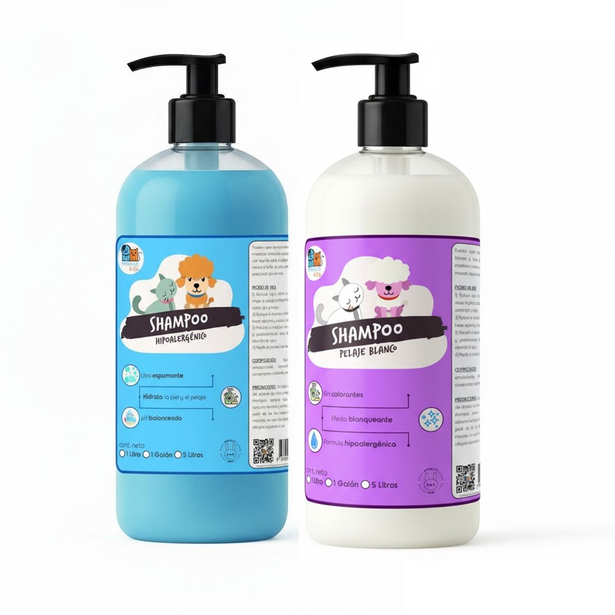 MASCOKITS - Pack Shampoo Para Perro Hipoalergénico + Pelaje Blanco 1 Lt