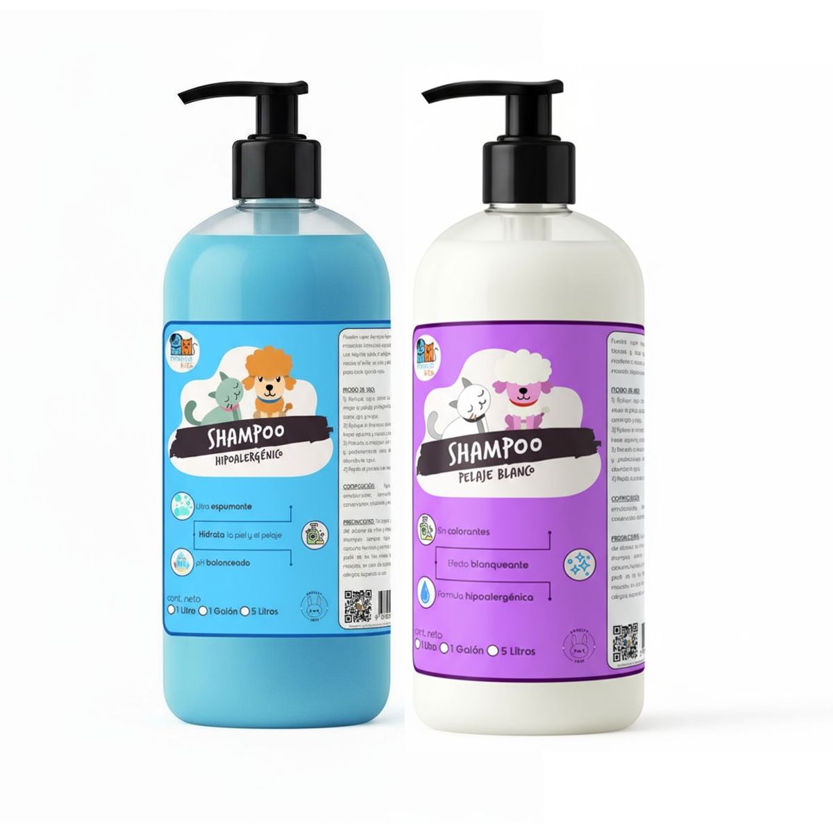 MASCOKITS - Pack Shampoo Para Perro Hipoalergénico + Pelaje Blanco 1 Lt