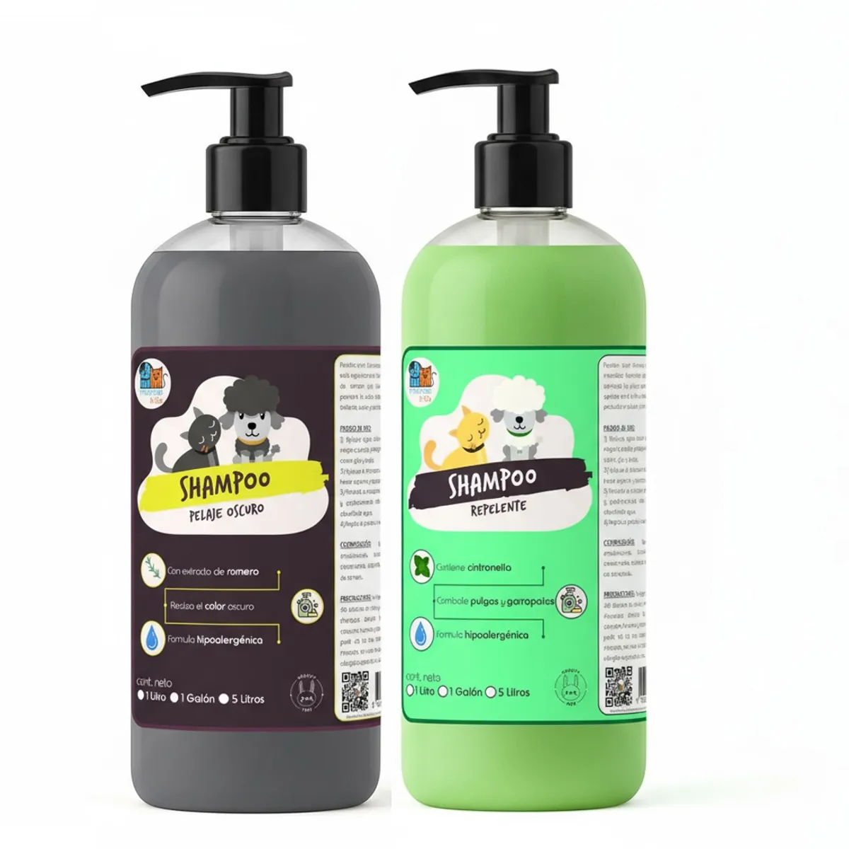 MASCOKITS - Pack Shampoo P Perro Pelaje Negro Orgánico - Anti Pulgas 1lt
