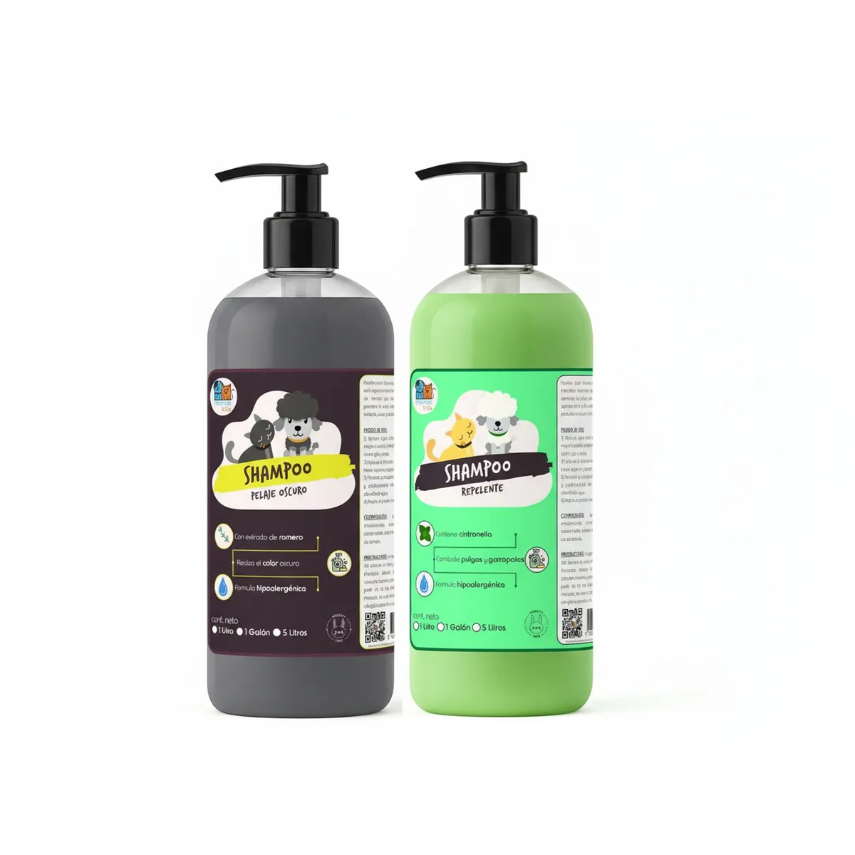 MASCOKITS - Pack Shampoo P Perro Pelaje Negro Orgánico - Anti Pulgas 1lt