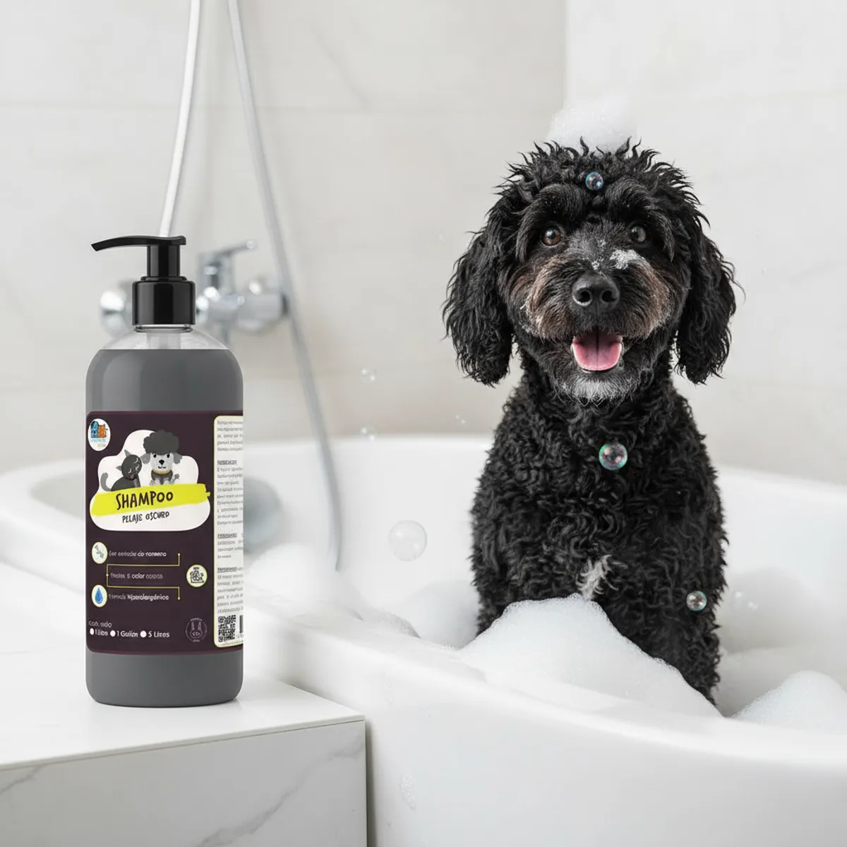 MASCOKITS - Pack Shampoo P Perro Pelaje Negro Orgánico - Anti Pulgas 1lt