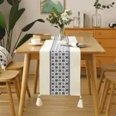 TODOHOGAR SANTIAGO DE CHILE - Camino de mesa tejido azul - diseño estrella