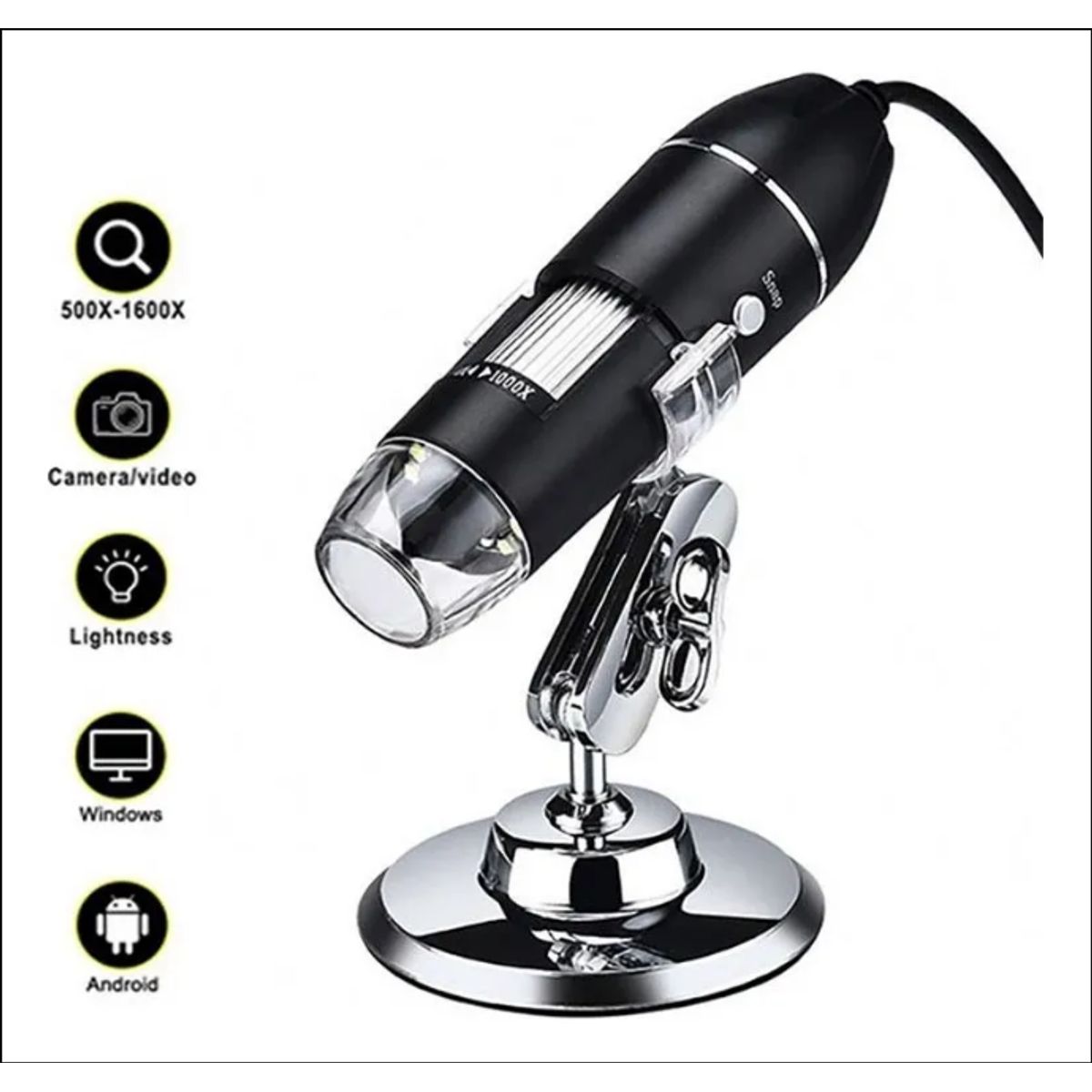 GENERICO - Microscopio Digital Usb Zoom 1600x Cámara Con 8 Leds