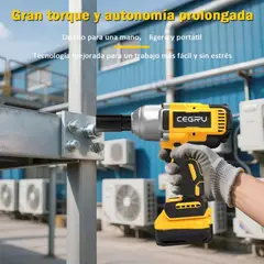 CEGRU - Llave De Impacto Alto Torque 12 Inalámbrica + Accesorios