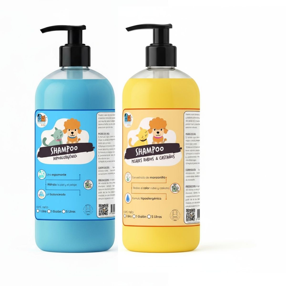MASCOKITS - Pack Shampoo Perro Hipoalergénico- Pelaje Rubio Castaños 1lt