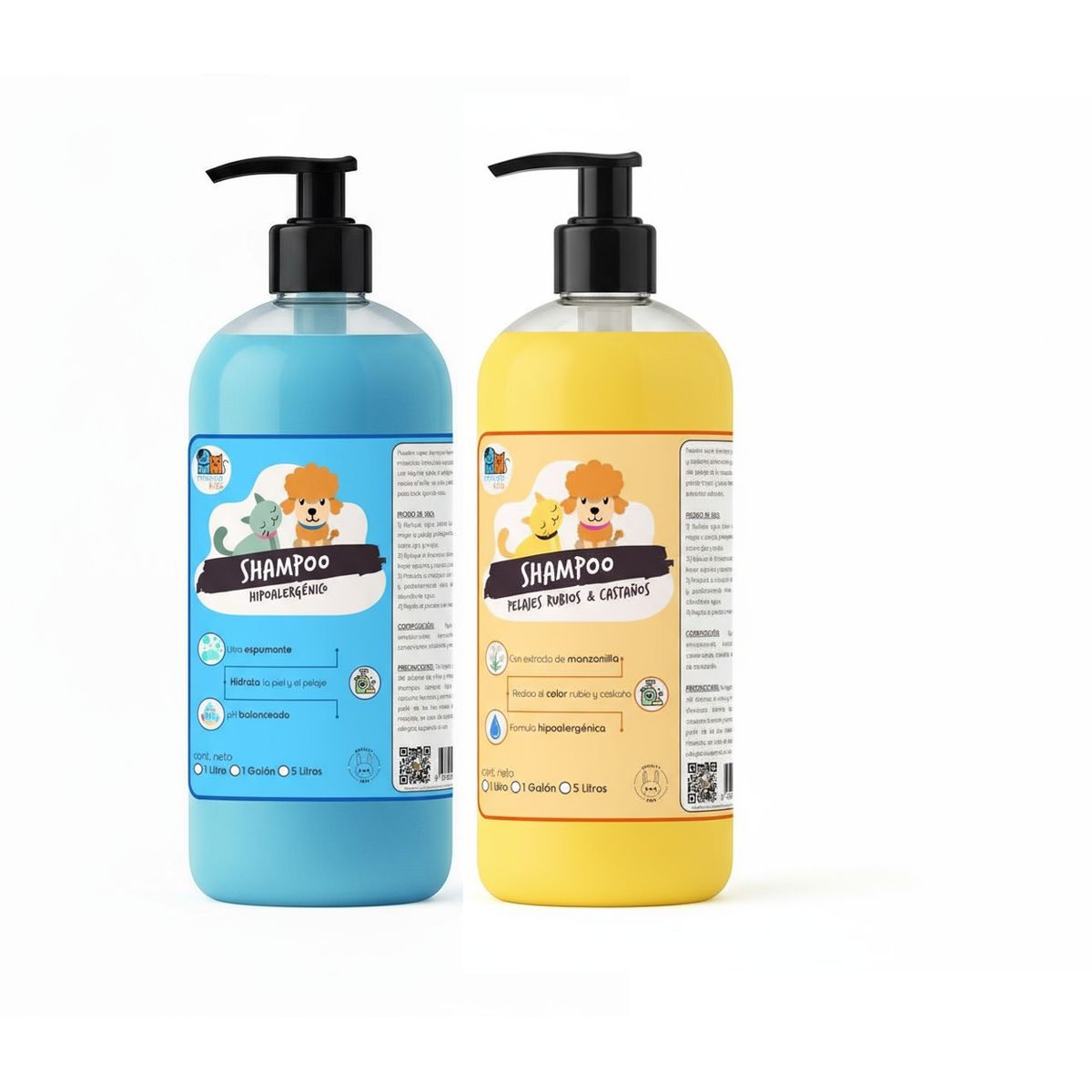 MASCOKITS - Pack Shampoo Perro Hipoalergénico- Pelaje Rubio Castaños 1lt