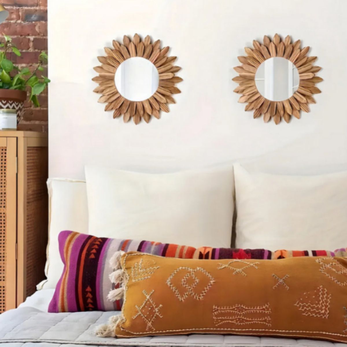 HOMEY - ESPEJO DECORATIVO DE MADERA FORMA DE SOL