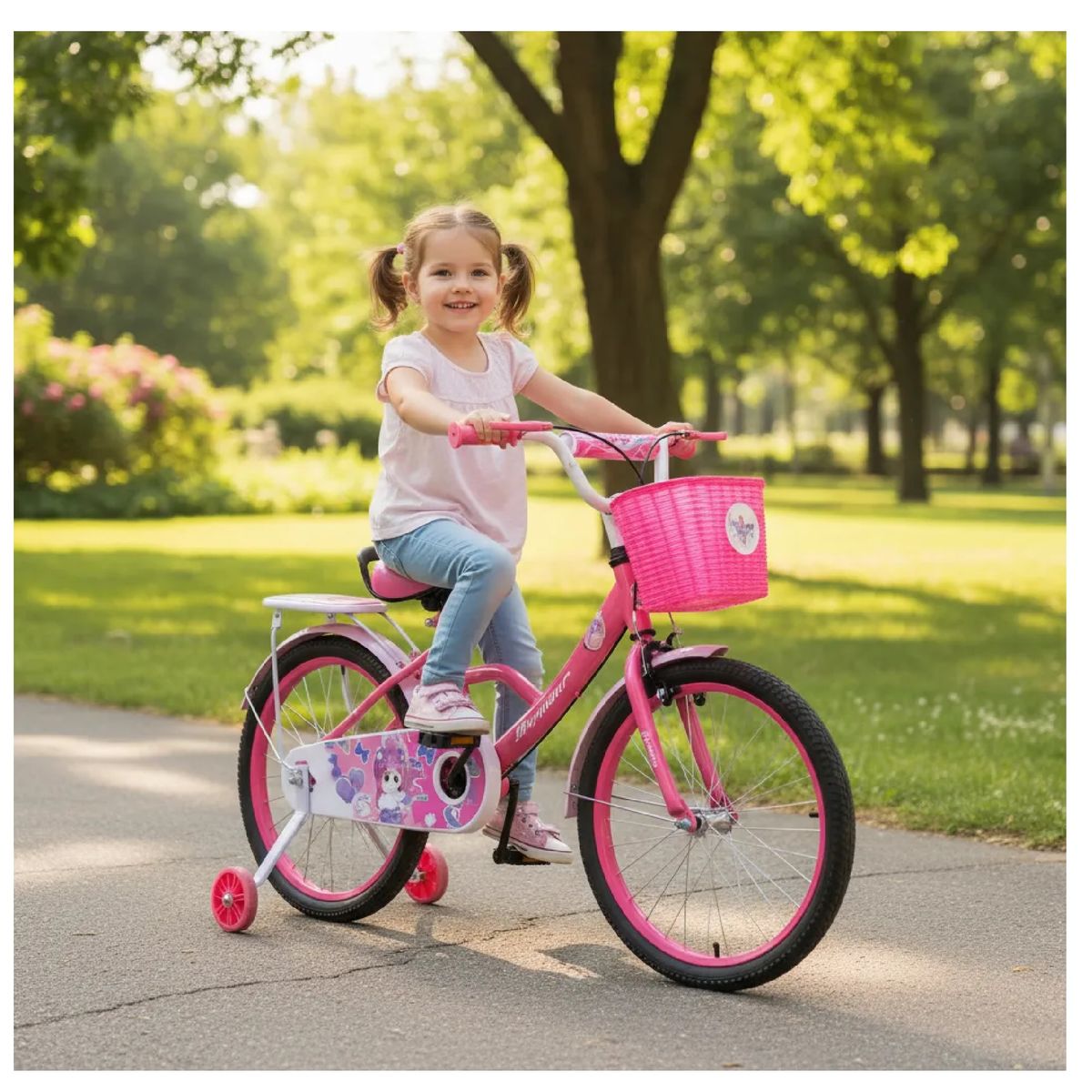GENERICO - Bicicleta Aro 12 Infantil Con Ruedas De Aprendizaje Fucsia