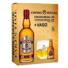 CHIVAS REGAL - Whisky 12 750cc 40° + Whisky Chivas Extra 13 años 200cc 40° + Vaso