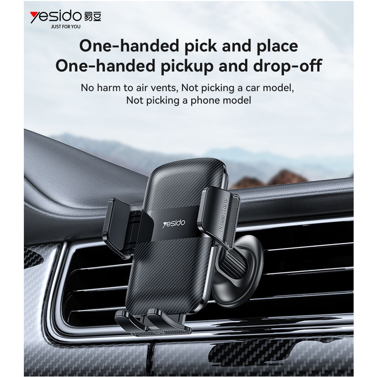 YESIDO - Soporte Celular Para Auto Para Salida De Aire Rotación 360° Yesido C251