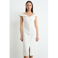 Vestido Liso Largo Mujer Crudo