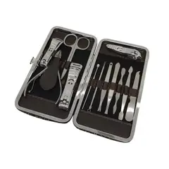 GENERICO - Estuche 12 Piezas Manicure/Pedicure Acero Inoxidable
