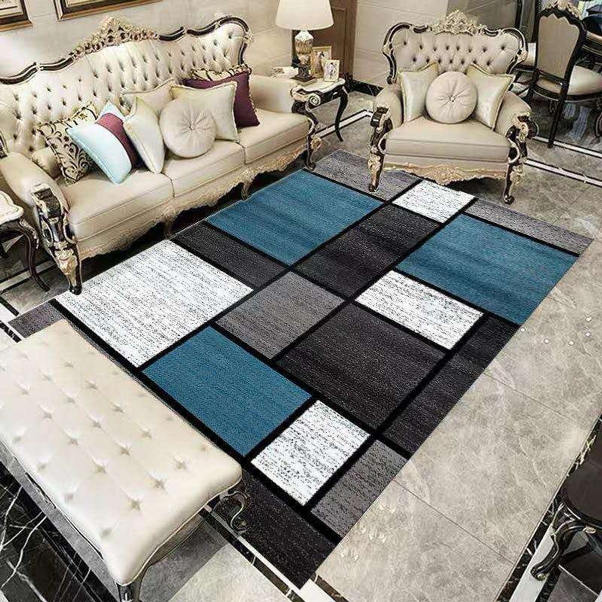 GENERICO - Alfombra para Living con Antideslizante Diseños Tridimensionales 240x200cm