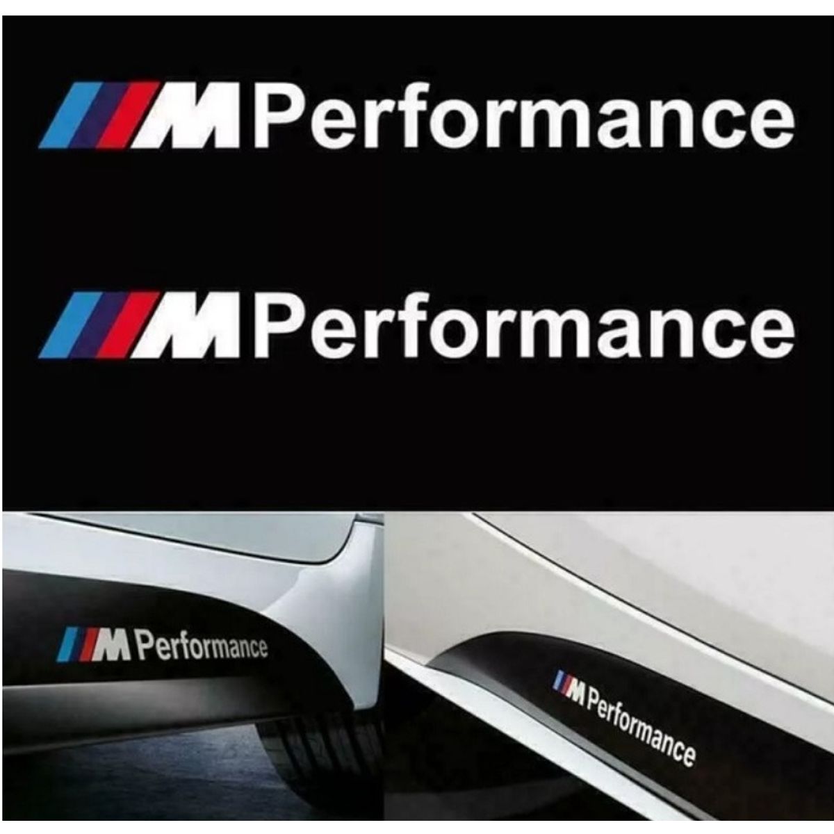 GENERICO - Par Adhesivos para BMW M Performance 20x2cm Lateral Blanco