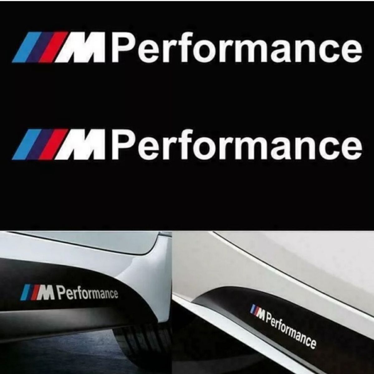GENERICO - Par Adhesivos para BMW M Performance 30x3cm Lateral Blanco