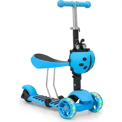 GENERICO - Scooter Monopatín Ruedas Led Niños 3 En 1 Ajustable Chinita Azul