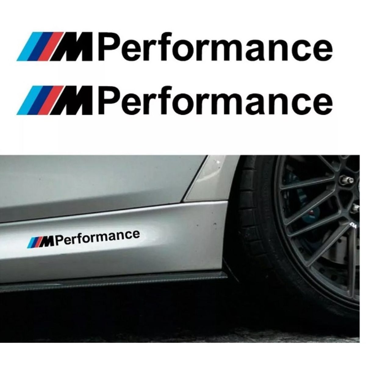 GENERICO - Par Adhesivos para BMW M Performance 30x3cm Lateral Negro