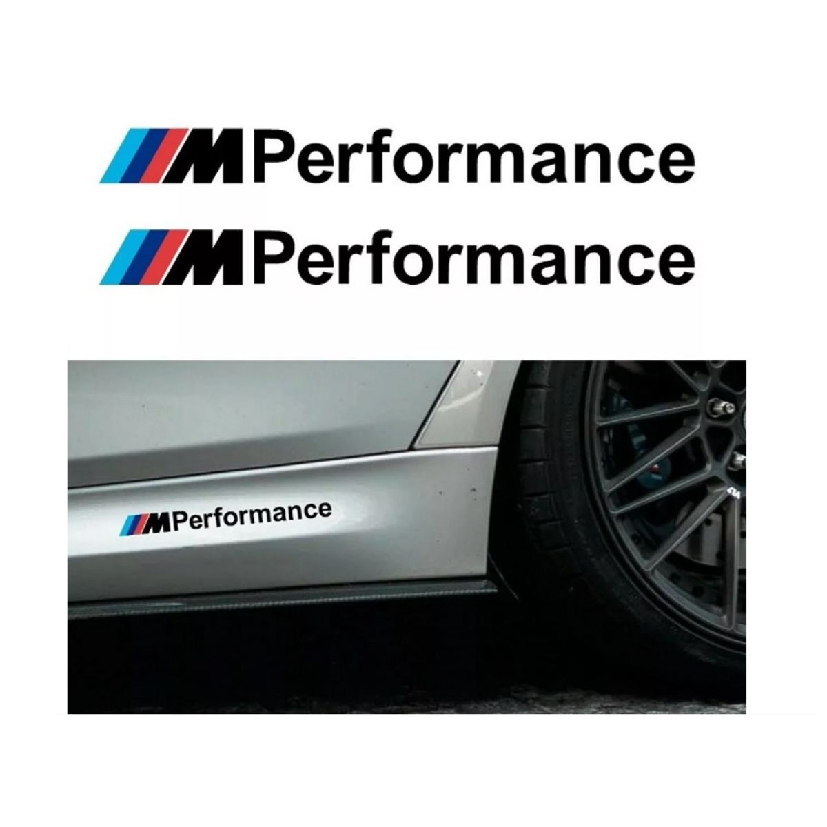 GENERICO - Par Adhesivos para BMW M Performance 30x3cm Lateral Negro