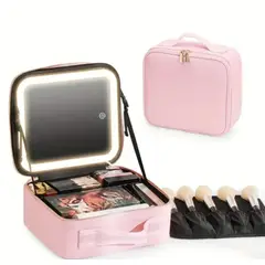 GENERICO - Cosmetiquero Maletin con Espejo Led y Divisiones Ajustables
