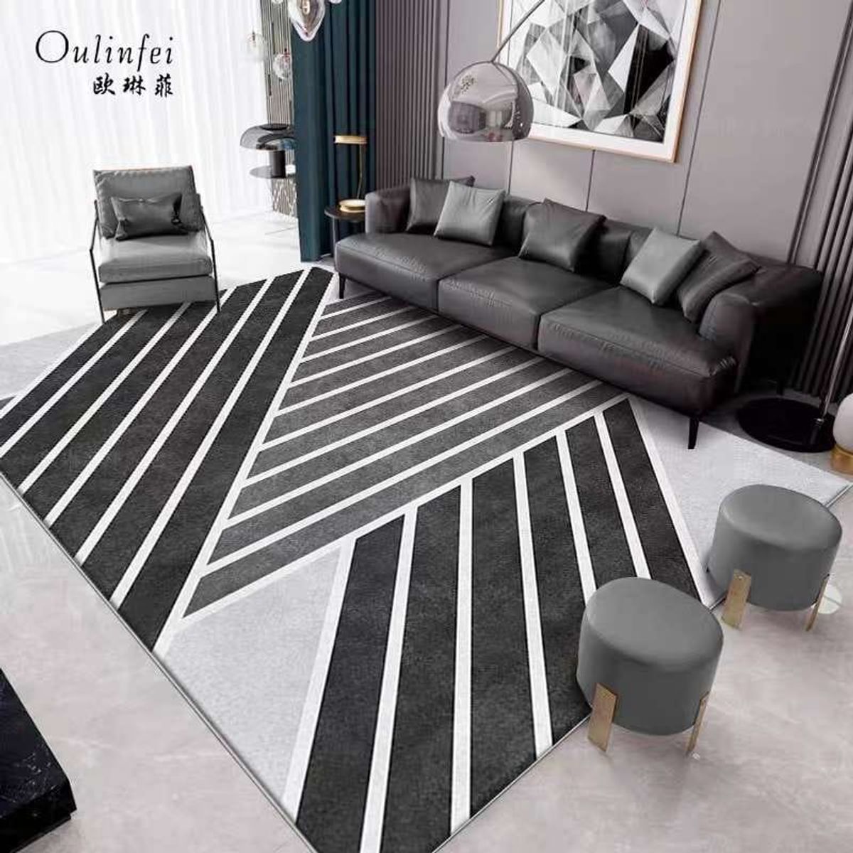 GENERICO - Alfombra para Living con Antideslizante Diseños Tridimensionales 240x200cm