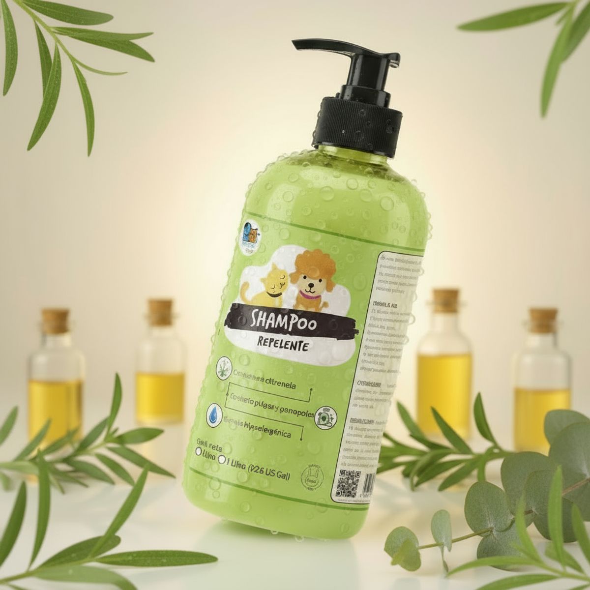 MASCOKITS - Super Shampoo Anti Pulgas Orgánico 1 Lt Perros & Mascotas
