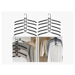 GENERICO - Colgadores Ropa Pack 2 Ganchos 5en1 Antideslizante Perchas