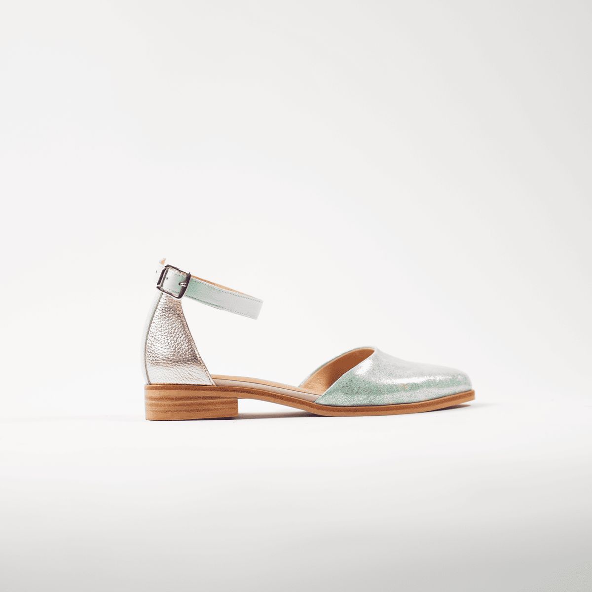 BURANO - Sandalia Taco Bajo Burano Alma Menta Oro