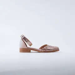 BURANO - Sandalia Taco Bajo Alma Rosa Glitter