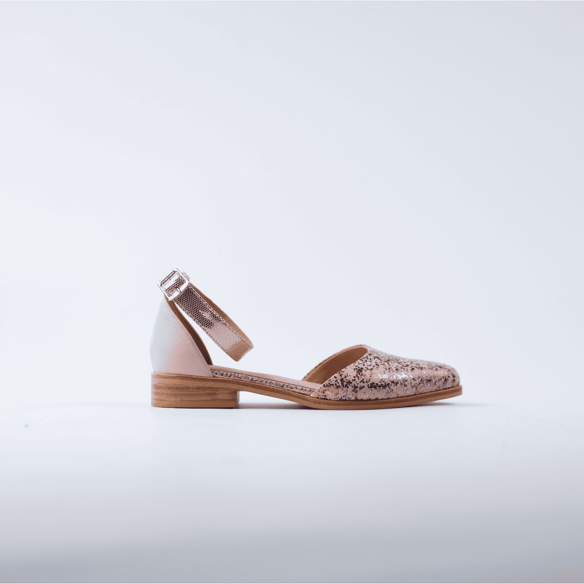 BURANO - Sandalia Taco Bajo Burano Alma Rosa Glitter