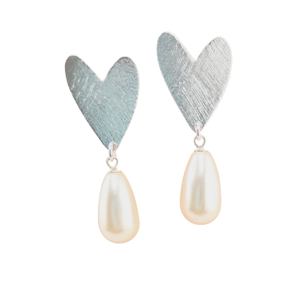 JOYAS MONTERO - Aros Corazon Baño de Oro Blanco 24k Creado con Cristal Swarovski® Cream