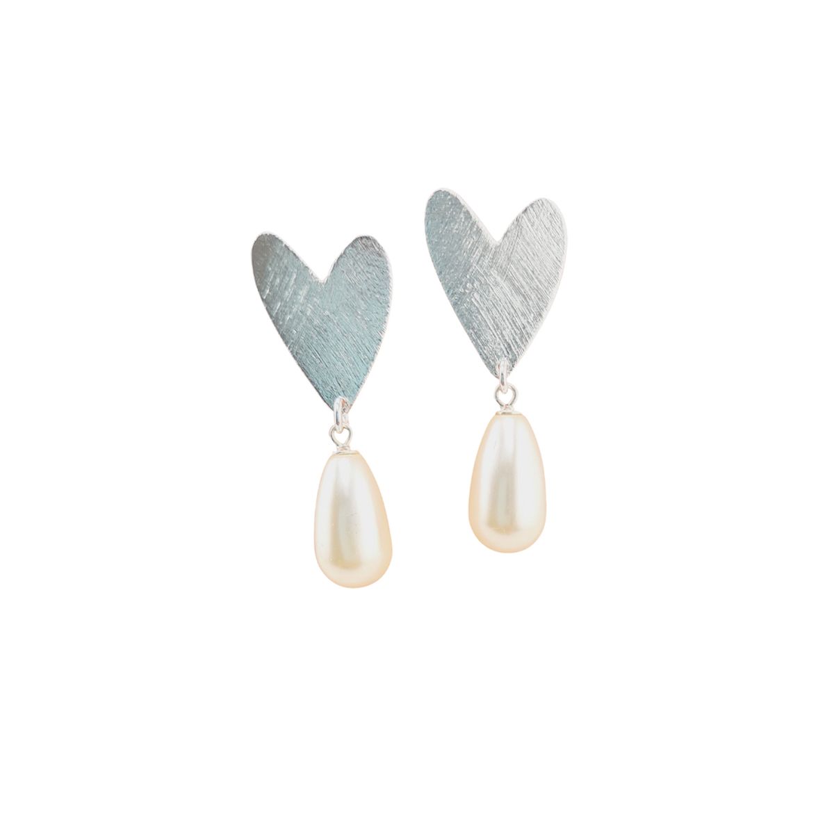 JOYAS MONTERO - Aros Corazon Baño de Oro Blanco 24k Creado con Cristal Swarovski® Cream