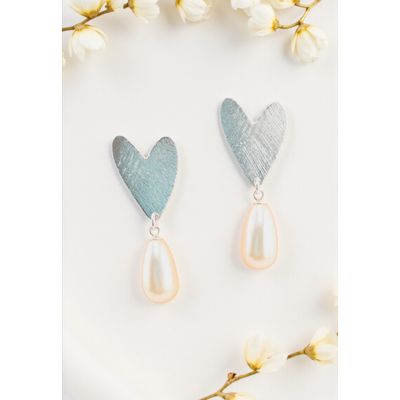 Imagen 2 del producto Aros Corazon Baño de Oro Blanco 24k Creado con Cristal Swarovski® Cream