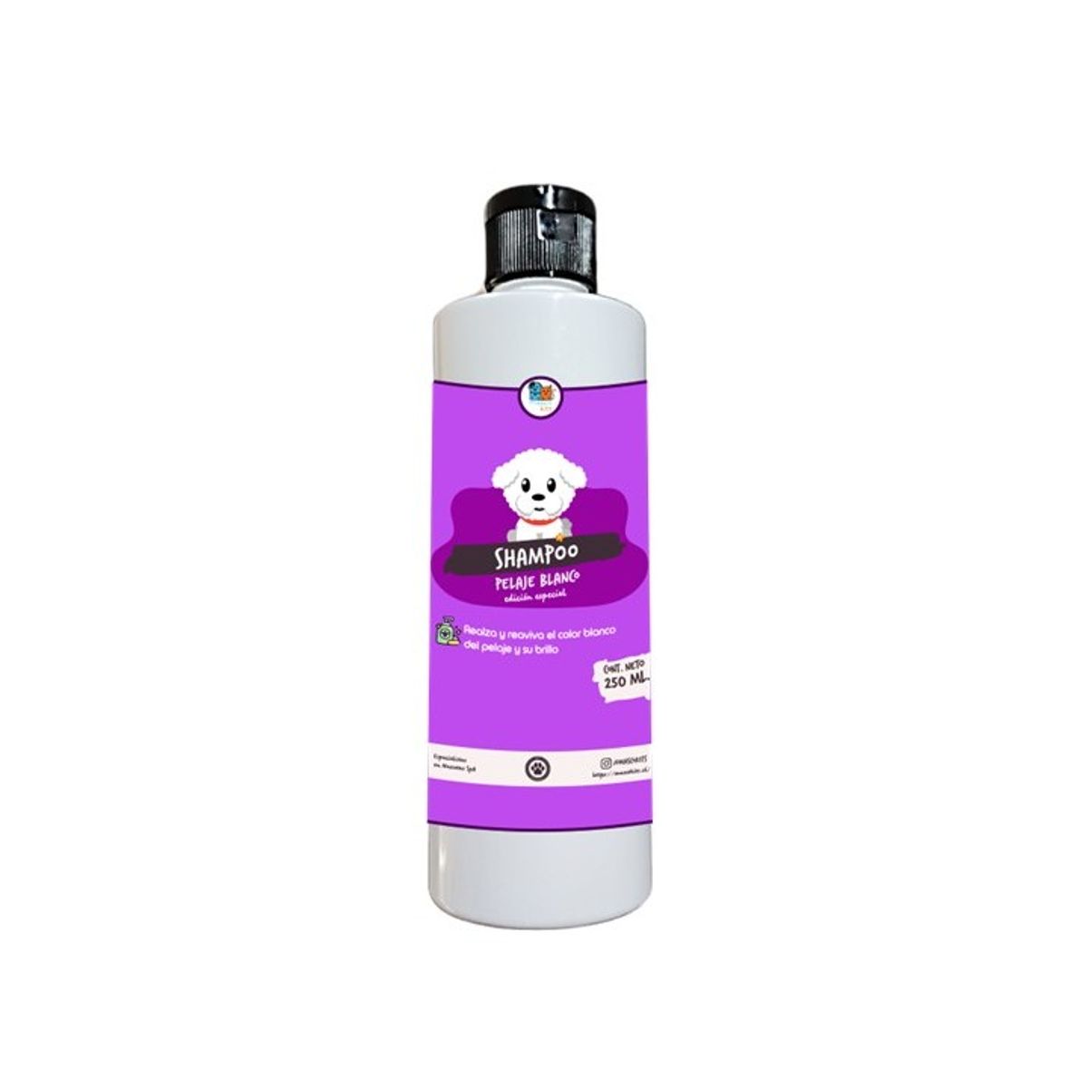 MASCOKITS - Shampoo Para Perros Y Mascotas 250 Ml Natural Pelaje Blanco