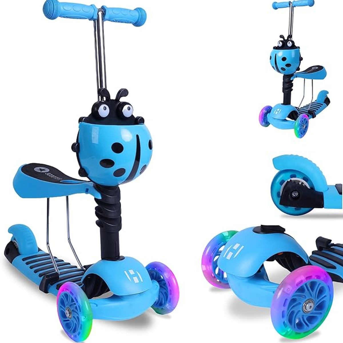 GENERICO - SCOOTER 3 EN 1 MONOPATIN MARIQUITA AZUL
