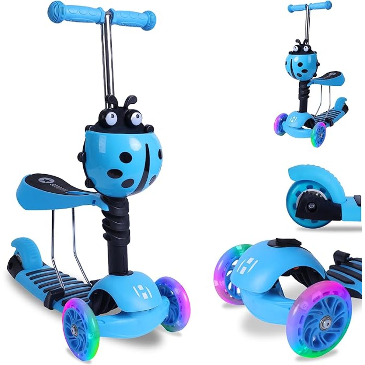 GENERICO - SCOOTER 3 EN 1 MONOPATIN MARIQUITA AZUL
