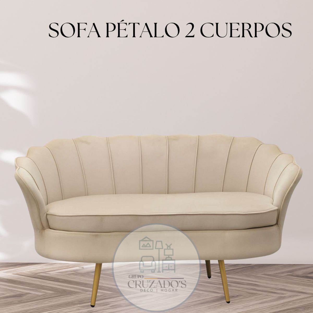 GENERICO - Sofa Pétalo 2 Cuerpos felpa BEIGE