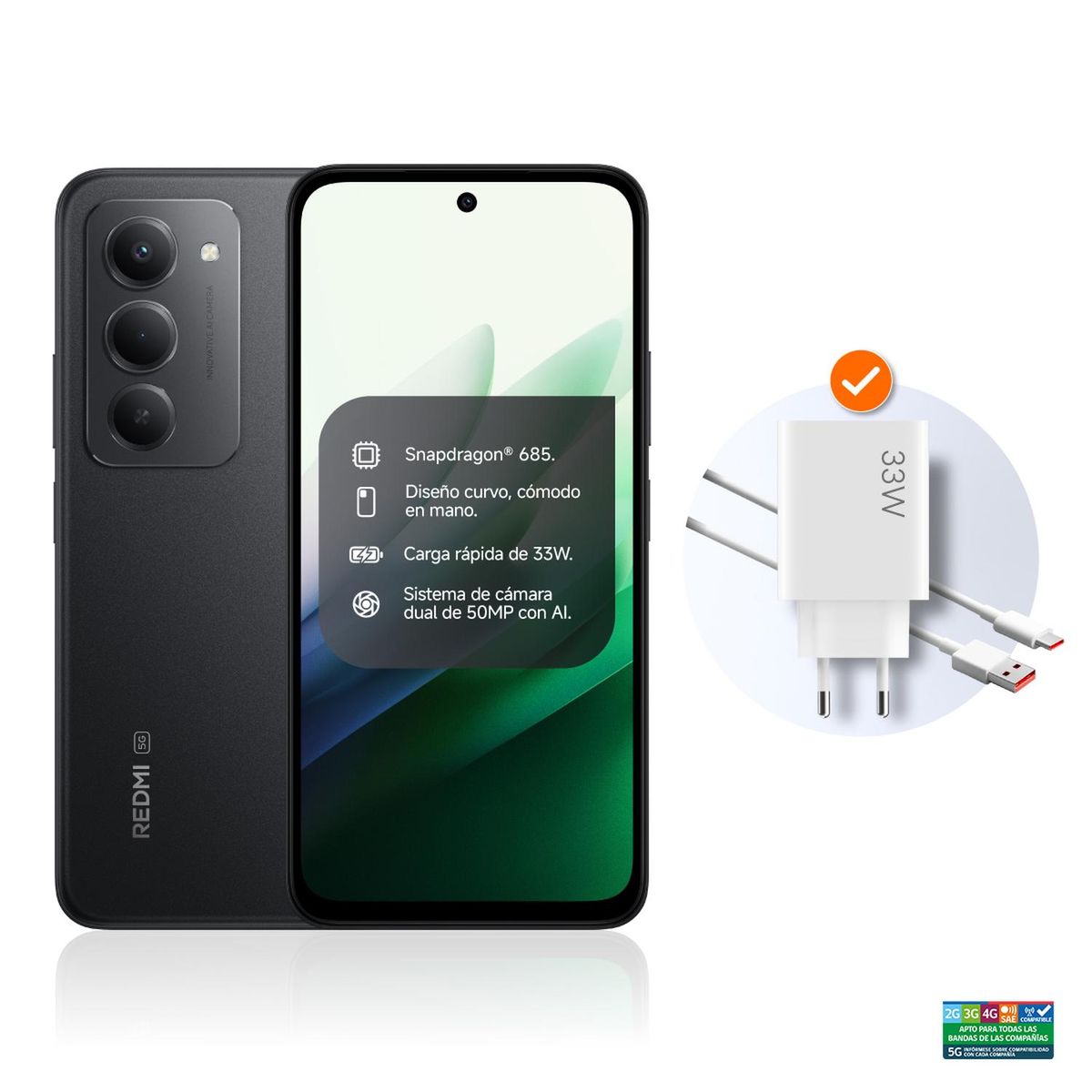 XIAOMI - Redmi 15 5G 256 GB ROM 4GB RAM Negro