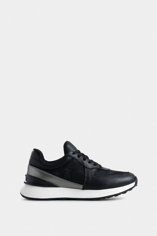 Vélez Zapatillas Jacinto Cuero Y Lona Mujer Monogram Negro