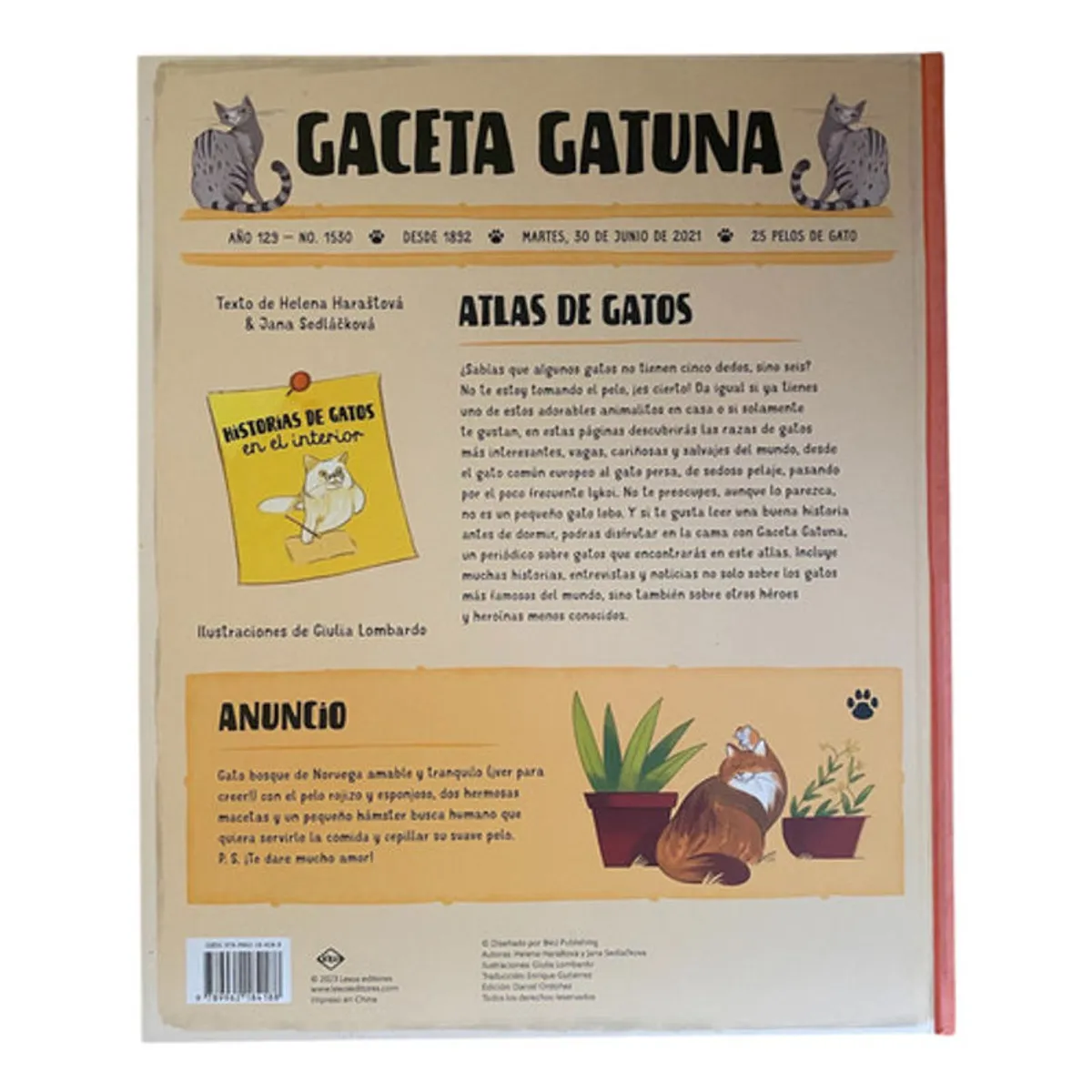 GENERICO - Libro Atlas De Gatos - Lexus - Nuevo Y Original - Tapa Dura
