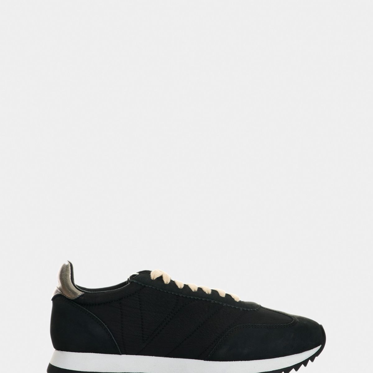 VELEZ - Vélez Zapatilla Tenis De Cuero Y Textil  Mujer Flora Negro