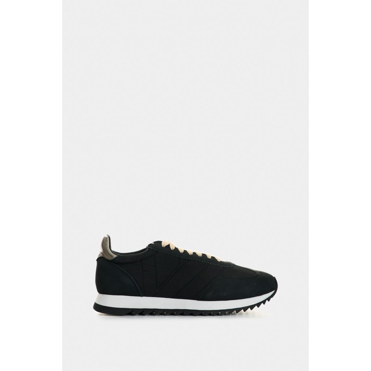 VELEZ - Vélez Zapatilla Tenis De Cuero Y Textil  Mujer Flora Negro